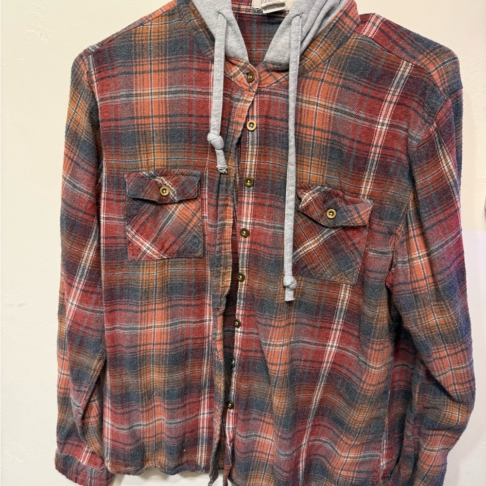 Passport Plaid Shirt with Gray Hood